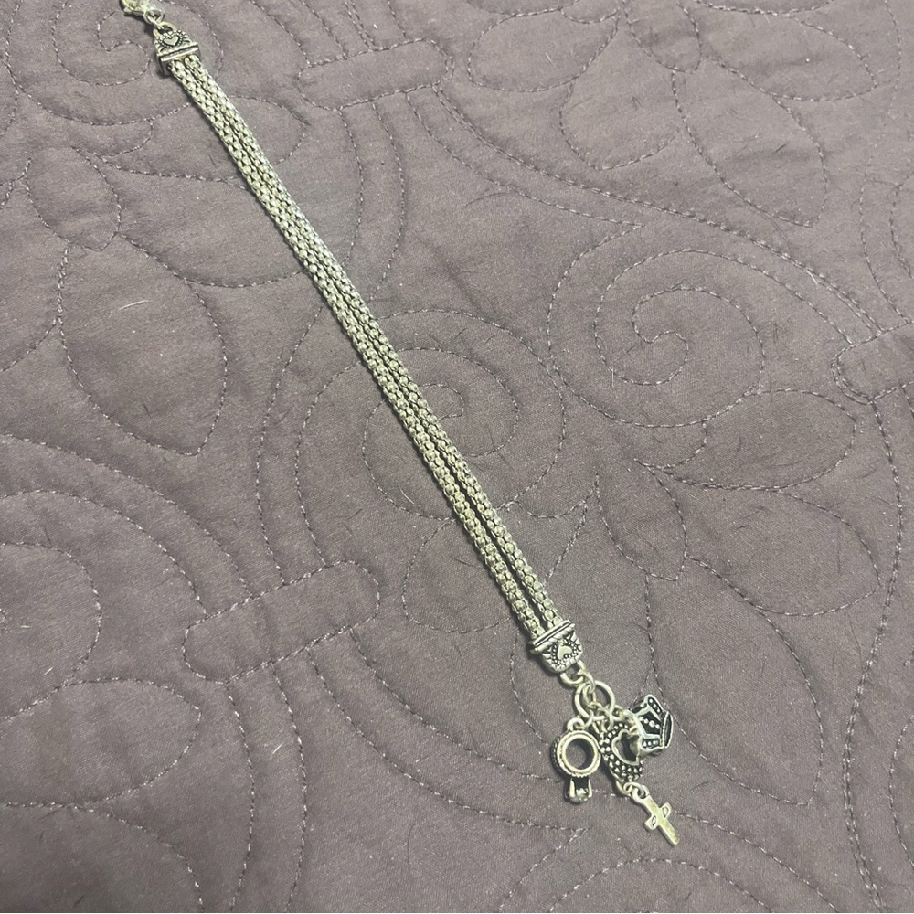 Lia Sophia Double Robe Chain Charms Silver Bracelet